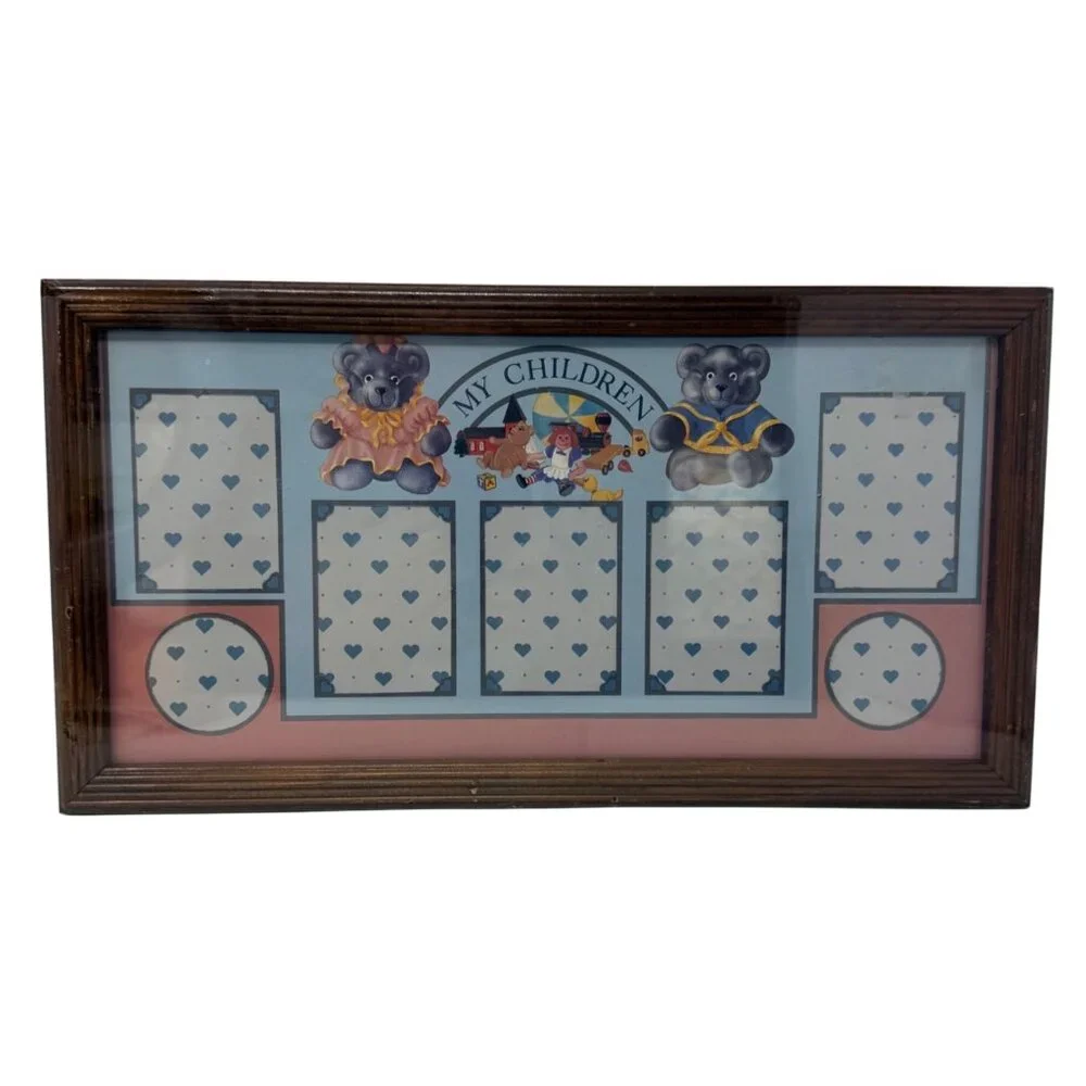 Vintage‎ Teddy Bear “My Children” Photo Collage Frame Country Cottage Nursery